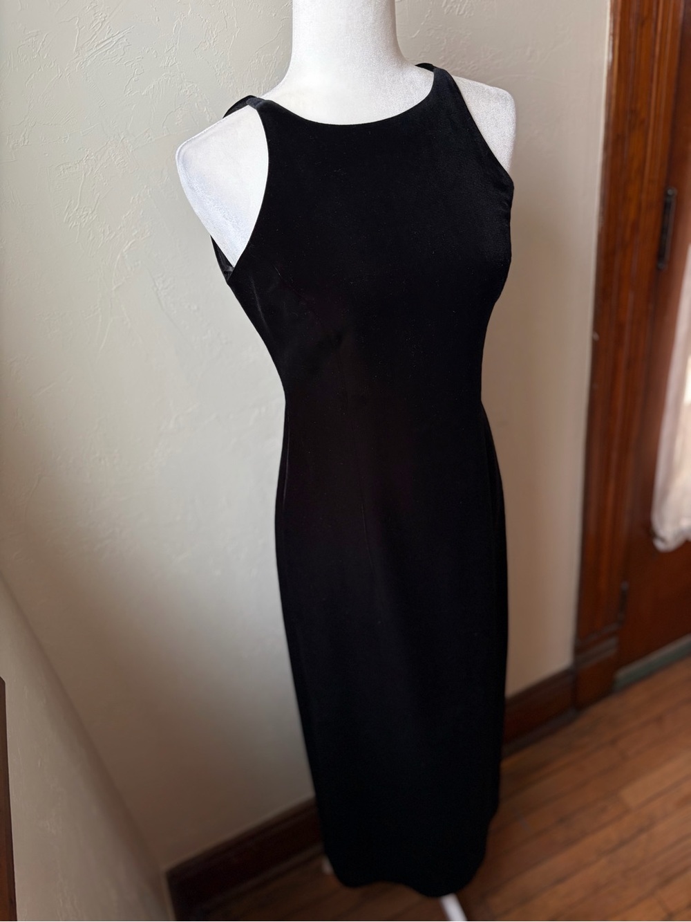 VTG 1995 Laundry by Shelli Segal Black Velvet Bow Back Maxi Dress 8P - Picture 5 of 12